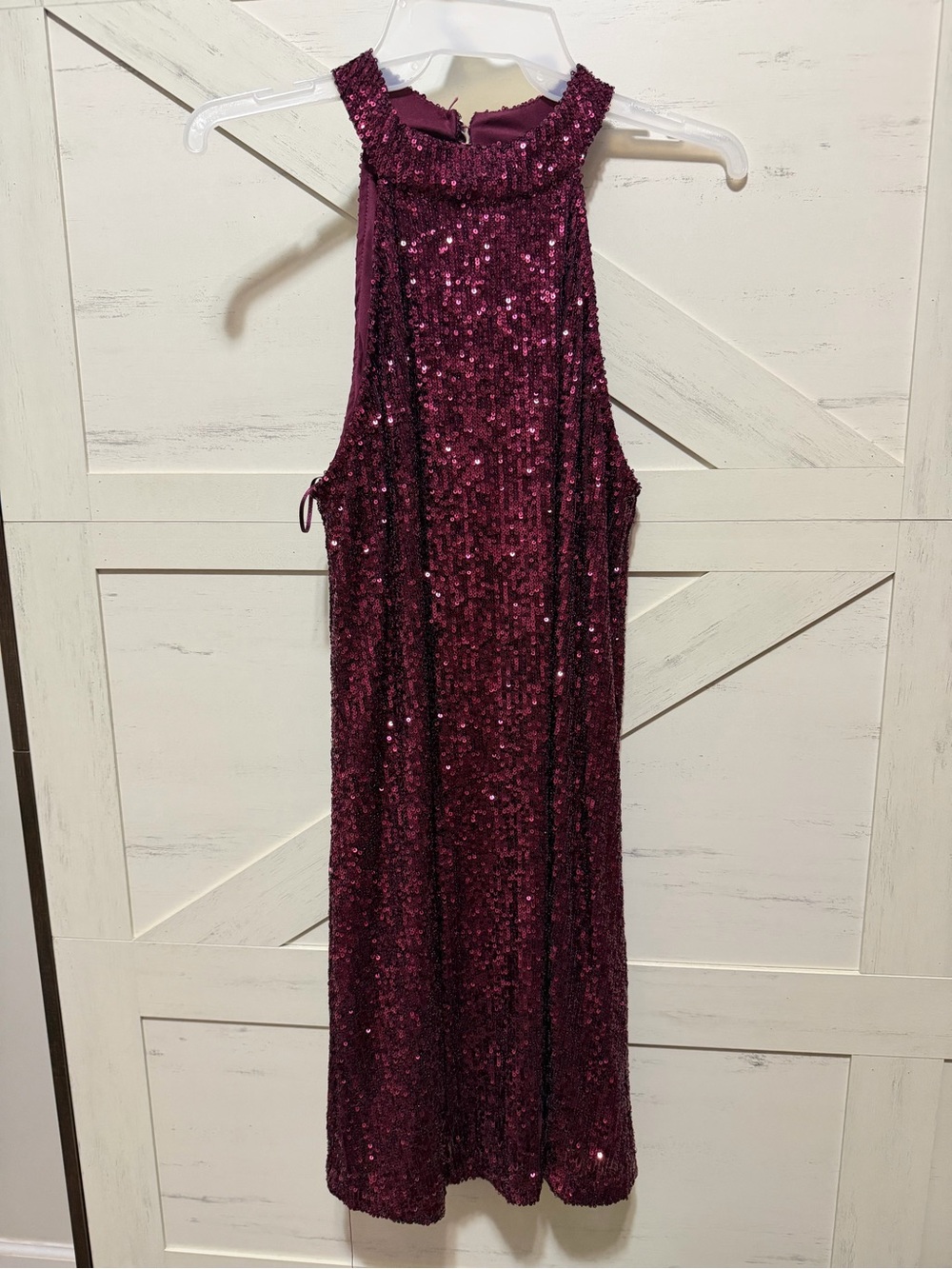 Sequined Burgundy Halter Dress